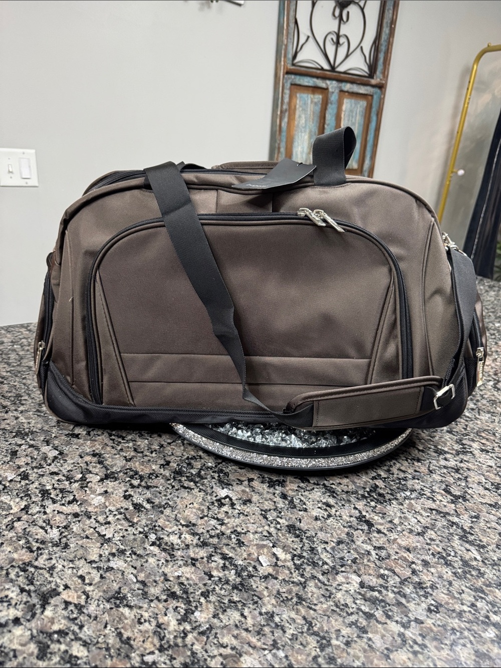 Bugatti Brown and Black Travel Duffel Bag with Shoulder Strap NWT